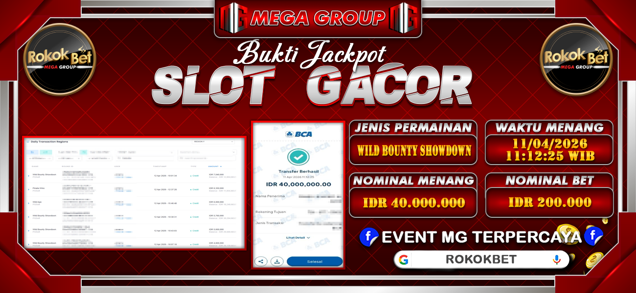 Bukti JP situs Rokokbet hari Sabtu, 11 April 2026