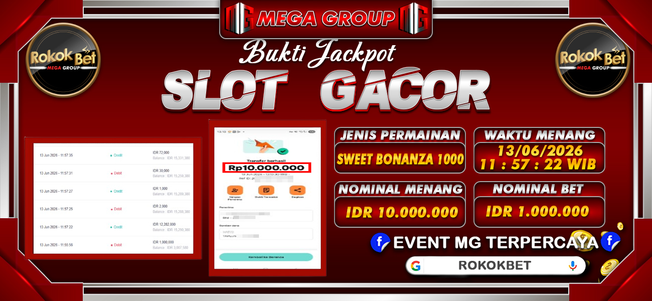 Bukti JP situs Rokokbet hari Senin, 15 Juni 2026