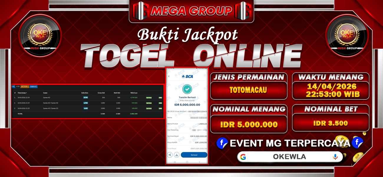 Bukti JP situs Okewla hari Selasa, 14 April 2026