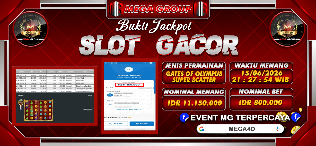Bukti JP situs Mega4D hari Selasa, 16 Juni 2026