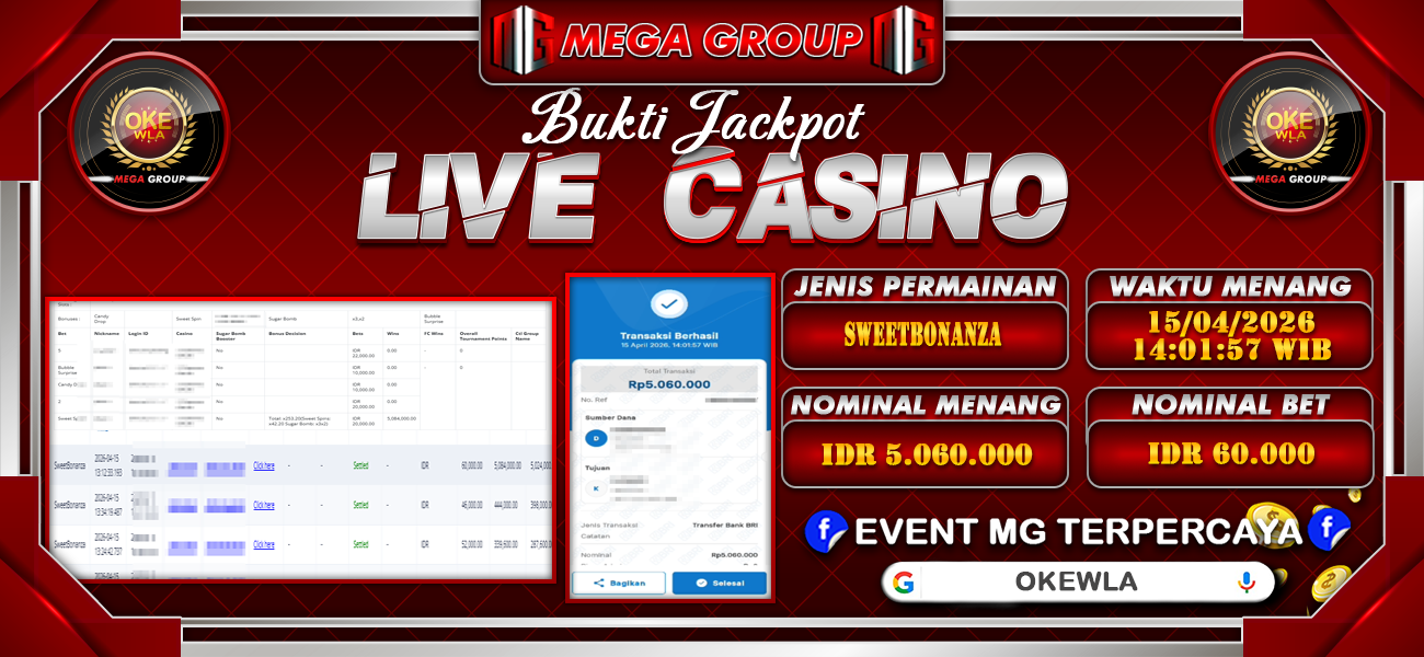 Bukti JP situs Okewla hari Rabu, 15 April 2026