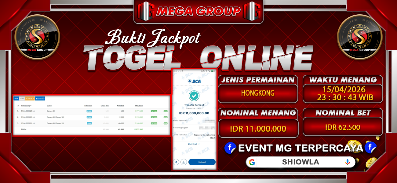 Bukti JP situs Shiowla hari Rabu, 15 April 2026