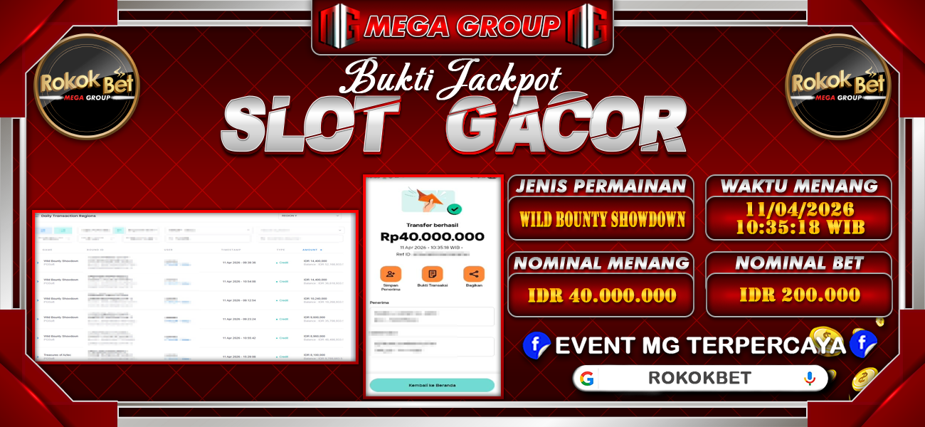 Bukti JP situs Rokokbet hari Sabtu, 11 April 2026